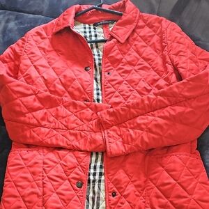 Burberry Red Quilted Jacket with Checkered Lining